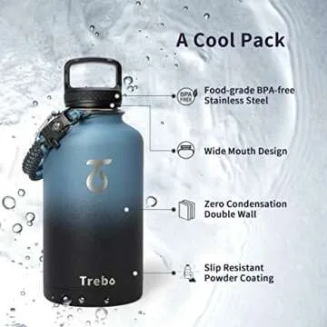 64oz Water Bottle with Paracord Handle for Outdoor Use