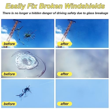 Windshield Repair Kit with UV Light & 4 Fluids