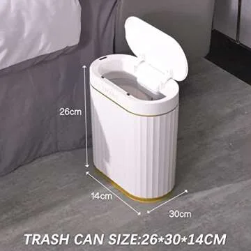 EMANE Motion Sensor Smart Garbage Bin with No Show Trash Bag Design - Durable & Waterproof Smart Trash Can for Bathroom - Slim Bathroom Trash Cans with Lids Fit Anywhere - Quiet Motion Trash Can