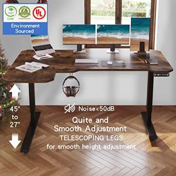 BUNOEM L-Shaped Adjustable Electric Desk for Home Office