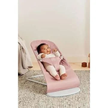BabyBjörn Bouncer Bliss, Dusty Pink, Woven, Petal Quilt | 2-in-1 Adjustable Baby Bouncer Seat and T...