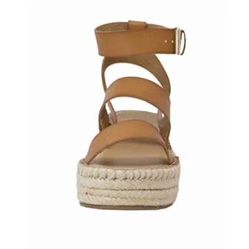 Chic The Drop Women's Listilla Espadrille Flatform Sandals, Cognac, Size 11