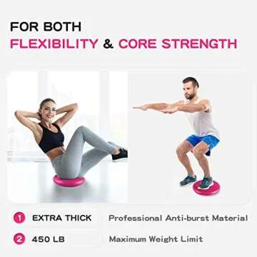 Trideer Inflated Wobble Cushion - Wiggle Seat for Sensory Kids(Multiple Colors), Balance Disc (Extra Thick), Flexible Seating for All Age (34CM Rose)