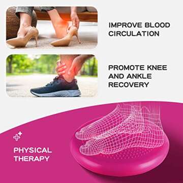 Trideer Inflated Wobble Cushion - Wiggle Seat for Sensory Kids(Multiple Colors), Balance Disc (Extra Thick), Flexible Seating for All Age (34CM Rose)