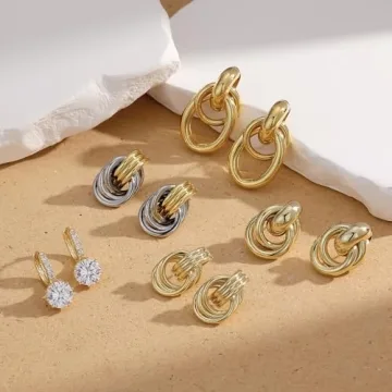 14K Gold Plated Chunky Knot Link Earrings for Women