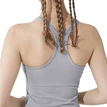 Yoga Racerback Tank Top for Women with Built in Bra,Women's Padded Sports Bra Fitness Workout Runnin...