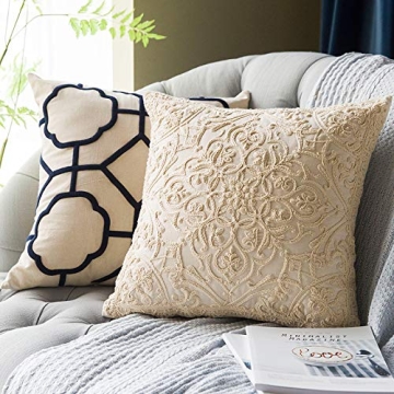 DOKOT Embroidery Throw Pillow Case Covers 100% Cotton