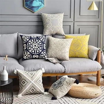 DOKOT Embroidery Throw Pillow Case Covers 100% Cotton