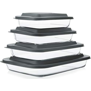 8-Piece Glass Bakeware Set with Lids for Cooking
