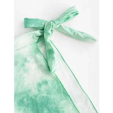 ZAFUL Women's Tie Dye Ribbed Three Piece Tanga Bikini Swimwear with Bikini Cover Up