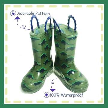 Outee Toddler Boys Light Up Rain Boots - Fun & Waterproof