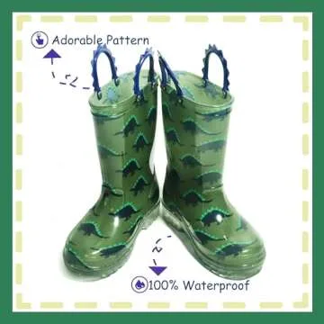 Outee Toddler Boys Light Up Rain Boots - Fun & Waterproof