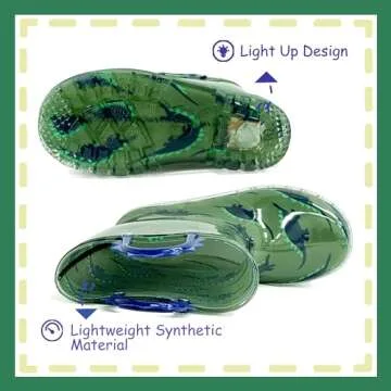 Outee Toddler Boys Light Up Rain Boots - Fun & Waterproof