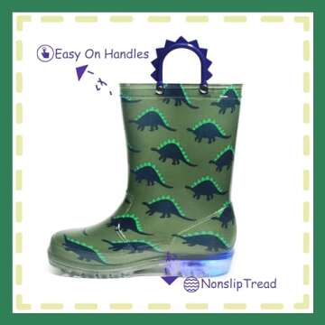 Outee Toddler Boys Light Up Rain Boots - Fun & Waterproof