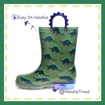 Outee Toddler Boys Light Up Rain Boots - Fun & Waterproof