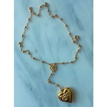 Barkley Design Saint Lana Del Rey LDR Style Stash Necklace/Rosary Chain/Hollow Pendent/Heart Shaped With Snakes and Spoon
