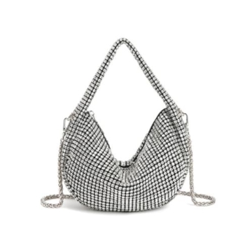 UMREN Bling Rhinestone Clutch Purse for Women Silver