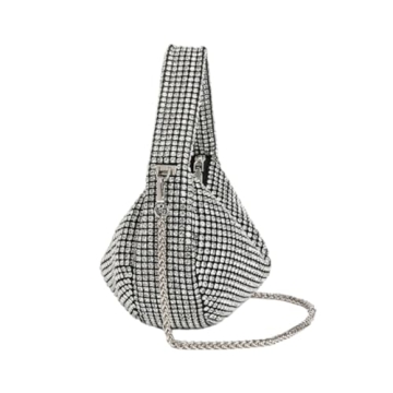 UMREN Bling Rhinestone Clutch Purse for Women Silver