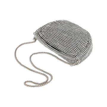 UMREN Bling Rhinestone Clutch Purse for Women Silver