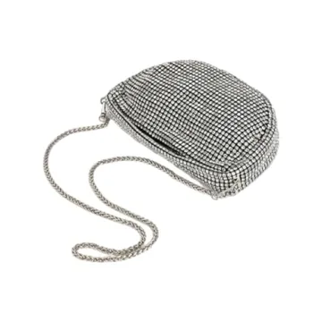 UMREN Bling Rhinestone Clutch Purse for Women Silver