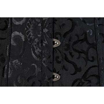 Zhitunemi Women's Lace Up Boned Jacquard Brocade Waist Training Underbust Corset Large Black