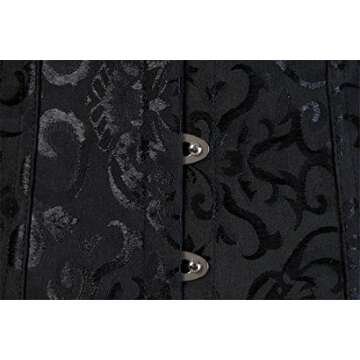 Zhitunemi Women's Lace Up Boned Jacquard Brocade Waist Training Underbust Corset Large Black