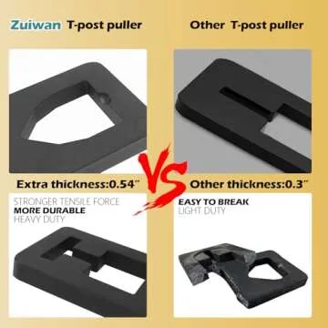 ZUIWAN Heavy Duty Steel 13.3mm/0.54 Inch Thick T Post Puller - Use Chains, S-Hooks, Jacks and Tracto...