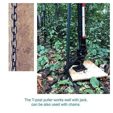 ZUIWAN Heavy Duty Steel 13.3mm/0.54 Inch Thick T Post Puller - Use Chains, S-Hooks, Jacks and Tractor Buckets to Pull Out The T-Post from The Ground, with Bayonets,Convenient to Fix The Chain