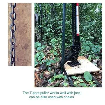 ZUIWAN Heavy Duty Steel 13.3mm/0.54 Inch Thick T Post Puller - Use Chains, S-Hooks, Jacks and Tractor Buckets to Pull Out The T-Post from The Ground, with Bayonets,Convenient to Fix The Chain