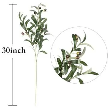 BohoSM 5 Pack Olive Branches Artificial Plants Greenery Stems Olive Leaves Fake Fruits Silk Plants Faux Olive Stem fo Vase