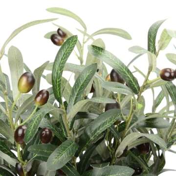 BohoSM 5 Pack Olive Branches Artificial Plants Greenery Stems Olive Leaves Fake Fruits Silk Plants Faux Olive Stem fo Vase