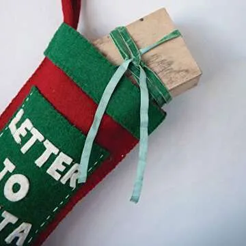 Creative Co-Op 19" H Wool Felt Stocking w/Applique Pocket Letter to Santa, Red & Green Textiles, Multi