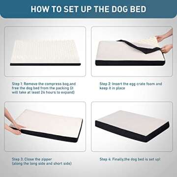 BEDELITE Large Orthopedic Dog Bed with Removable Washable Cover - Memory Foam, Egg Crate Design, Plush Sherpa Surface, Oxford Bottom and Sides