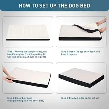 BEDELITE Large Orthopedic Dog Bed with Removable Washable Cover - Memory Foam, Egg Crate Design, Plush Sherpa Surface, Oxford Bottom and Sides