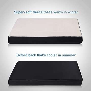 BEDELITE Large Orthopedic Dog Bed with Removable Washable Cover - Memory Foam, Egg Crate Design, Plush Sherpa Surface, Oxford Bottom and Sides