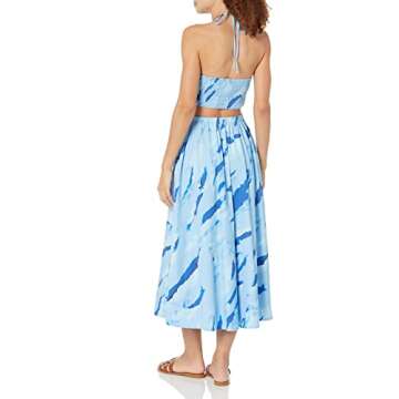 The Drop Women's Brinda Cotton Cutout Halter Maxi Dress, Blue Ombre, L