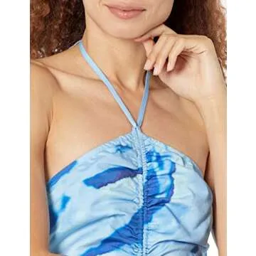 The Drop Women's Brinda Cotton Cutout Halter Maxi Dress, Blue Ombre, L