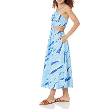 The Drop Women's Brinda Cotton Cutout Halter Maxi Dress, Blue Ombre, L