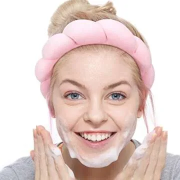 JenPen 3 Pieces Makeup Headband Puffy Spa Sponge Terry Towel Cloth Fabric Headbands for Women Cute Hair Accessories Skincare Shower Face Washing Removal Facial Mask, Colors, One size