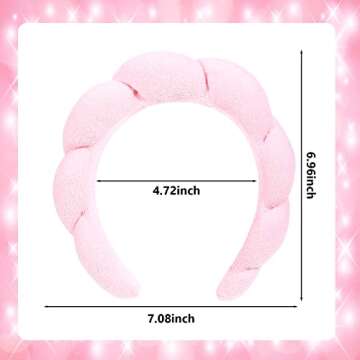JenPen 3 Pieces Makeup Headband Puffy Spa Sponge Terry Towel Cloth Fabric Headbands for Women Cute Hair Accessories Skincare Shower Face Washing Removal Facial Mask, Colors, One size