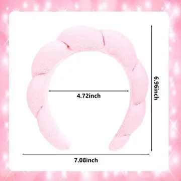 JenPen 3 Pieces Makeup Headband Puffy Spa Sponge Terry Towel Cloth Fabric Headbands for Women Cute Hair Accessories Skincare Shower Face Washing Removal Facial Mask, Colors, One size