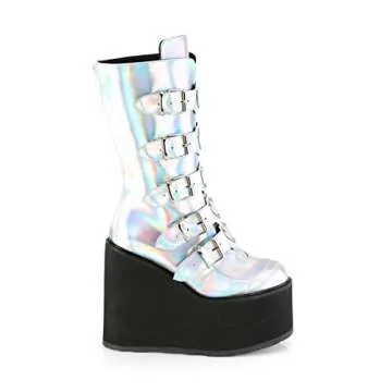 Demonia SWING-230 Silver Hologram Women's Boots