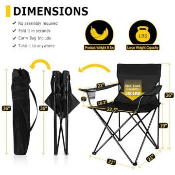 Joyfair Portable Camping Chair - Heavy Duty Folding Chair for Outdoors