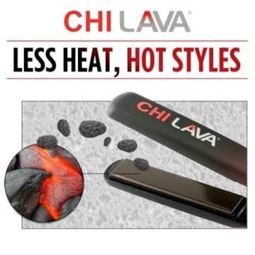 CHI Lava Ceramic Hairstyling Flat Iron | 1" Volcanic Lava Ceramic Floating Plates | Smooth Glide helps prevent damage | Analog On/Off Switch | Black/Red