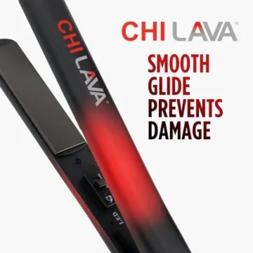 CHI Lava Ceramic Hairstyling Flat Iron | 1" Volcanic Lava Ceramic Floating Plates | Smooth Glide helps prevent damage | Analog On/Off Switch | Black/Red
