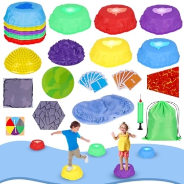 IVENRXIU Stepping Stones for Kids, Balance Stepping Stone Kit with Light Up Jumping Stones, Balance ...