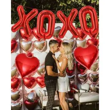 Vibrant 16 Inch Red XOXO Heart Balloons for Valentine