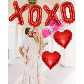 Vibrant 16 Inch Red XOXO Heart Balloons for Valentine