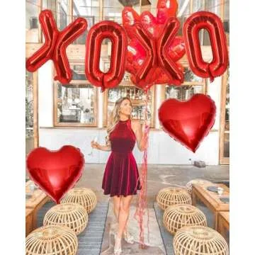 Vibrant 16 Inch Red XOXO Heart Balloons for Valentine
