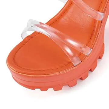 Aniywn Women's Chunky Heel Platform High Heels Shoes Sandals Clear Strappy Open Peep Toe Sandal